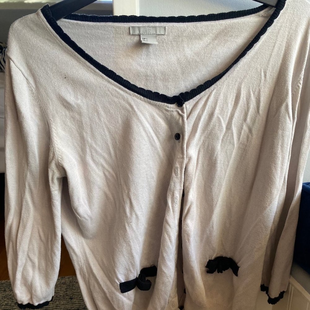 H&M Gray and Black Trim Button Up Cardigan Sweater